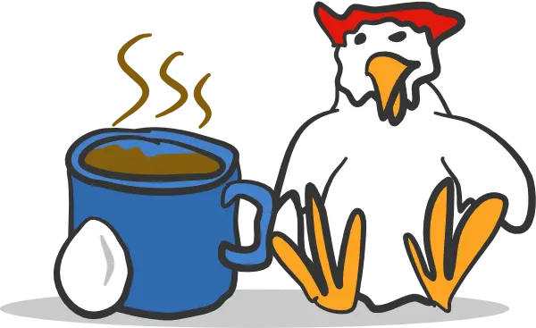 Die Kaffeetasse und das Huhn